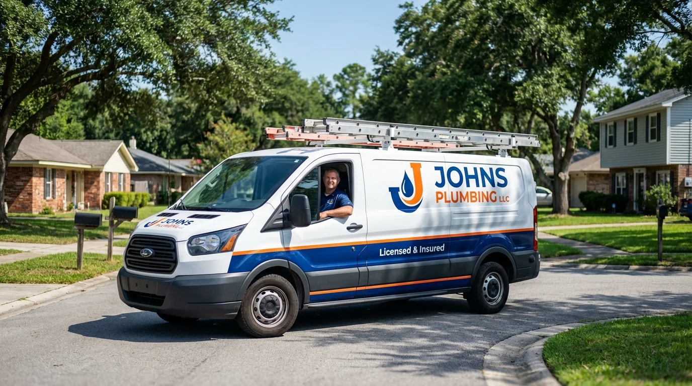 Johns Plumbing LLC service van in Williamstown, NJ