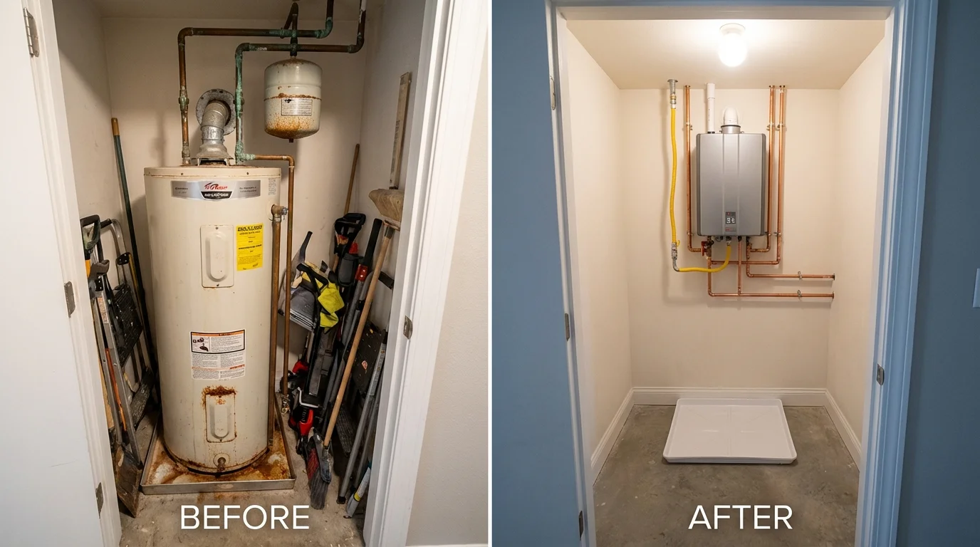 Tank water heater versus wall-mounted tankless unit comparison for Williamstown, NJ homeowners